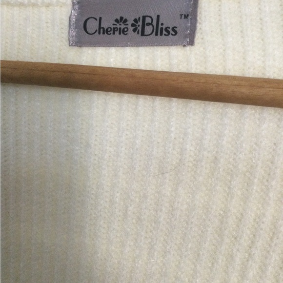 Cherie Bliss Cream Sweater Cardigan, One Size - Picture 4 of 4